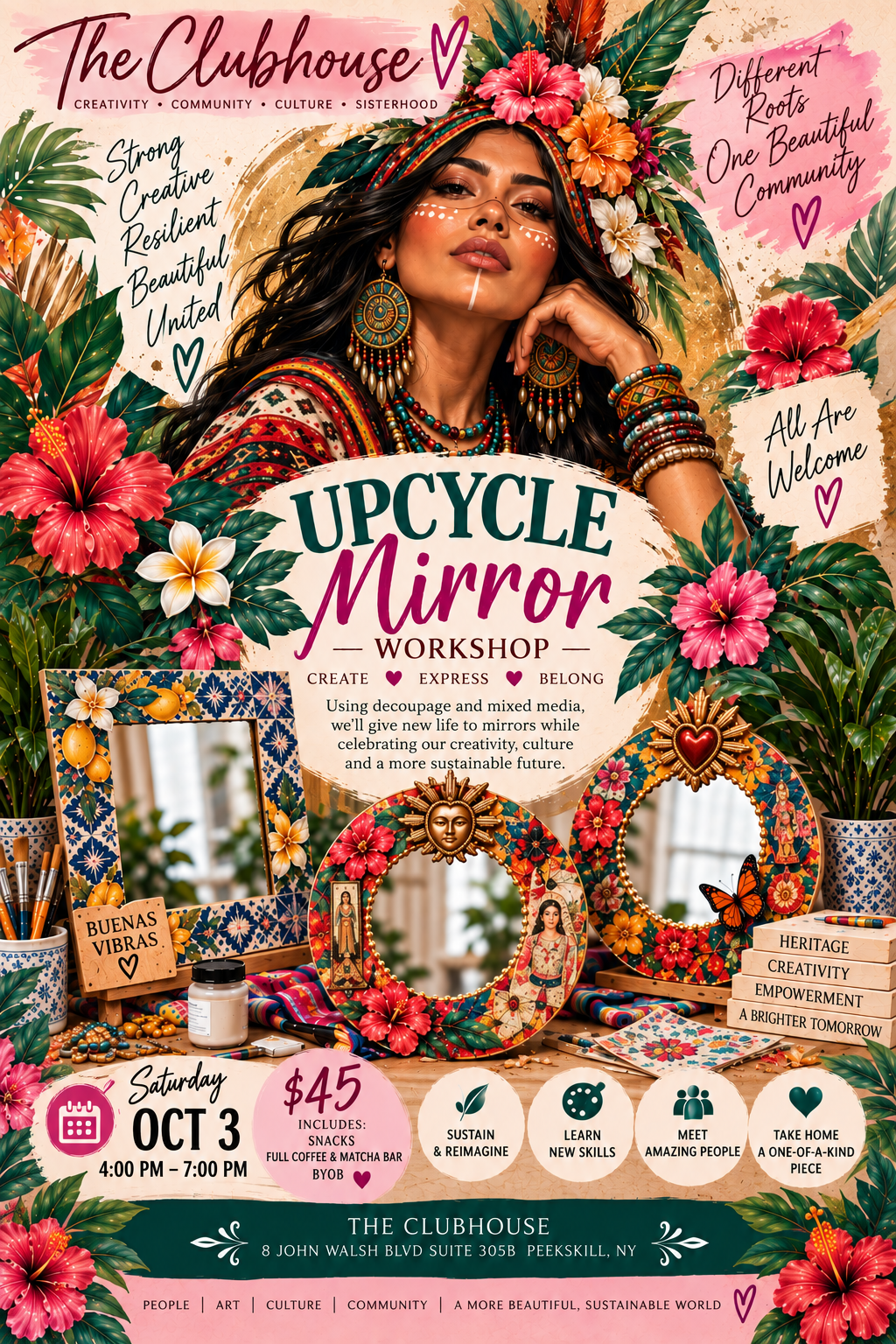 Upcycle Mirror Workshop — Art, Culture & Sisterhood Saturday, October 3 | 4–7 PM | $45