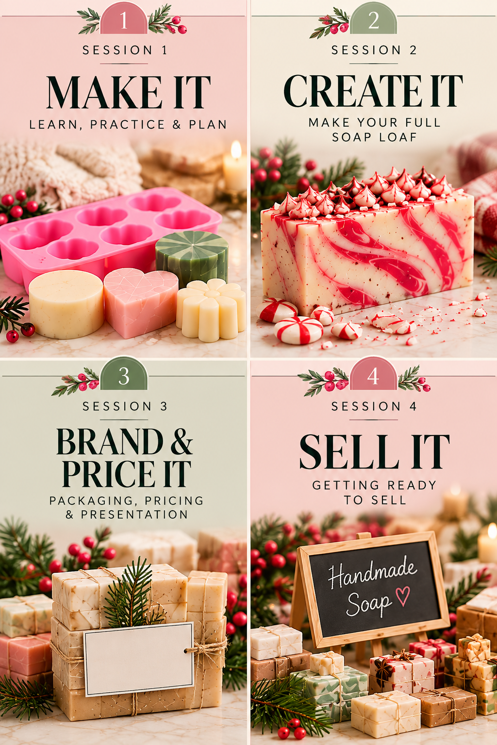 Holiday Soap Making & Marketing Series 4 separate Sessions/Starting Sunday Oct 25 12-3pm 50.00 per session.