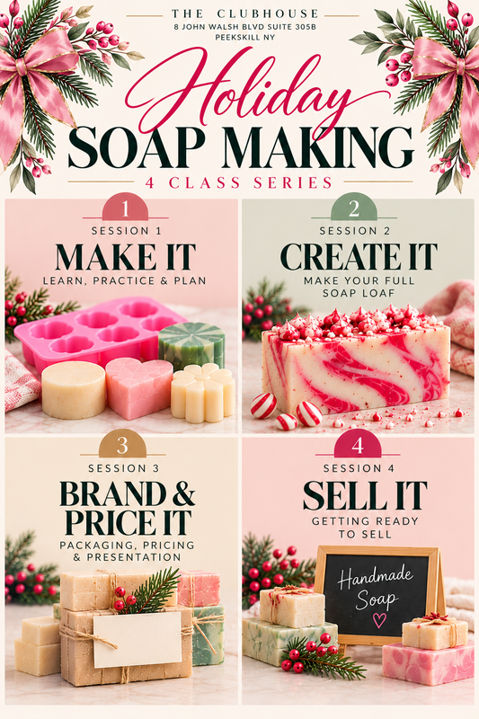 Holiday Soap Making & Marketing Series 4 separate Sessions/Starting Sunday Oct 25 12-3pm 50.00 per session.