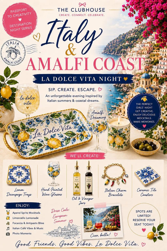 Italy & Amalfi Coast: La Dolce Vita Night 🇮🇹🍋 Sat Jun 6th 6pm-9pm