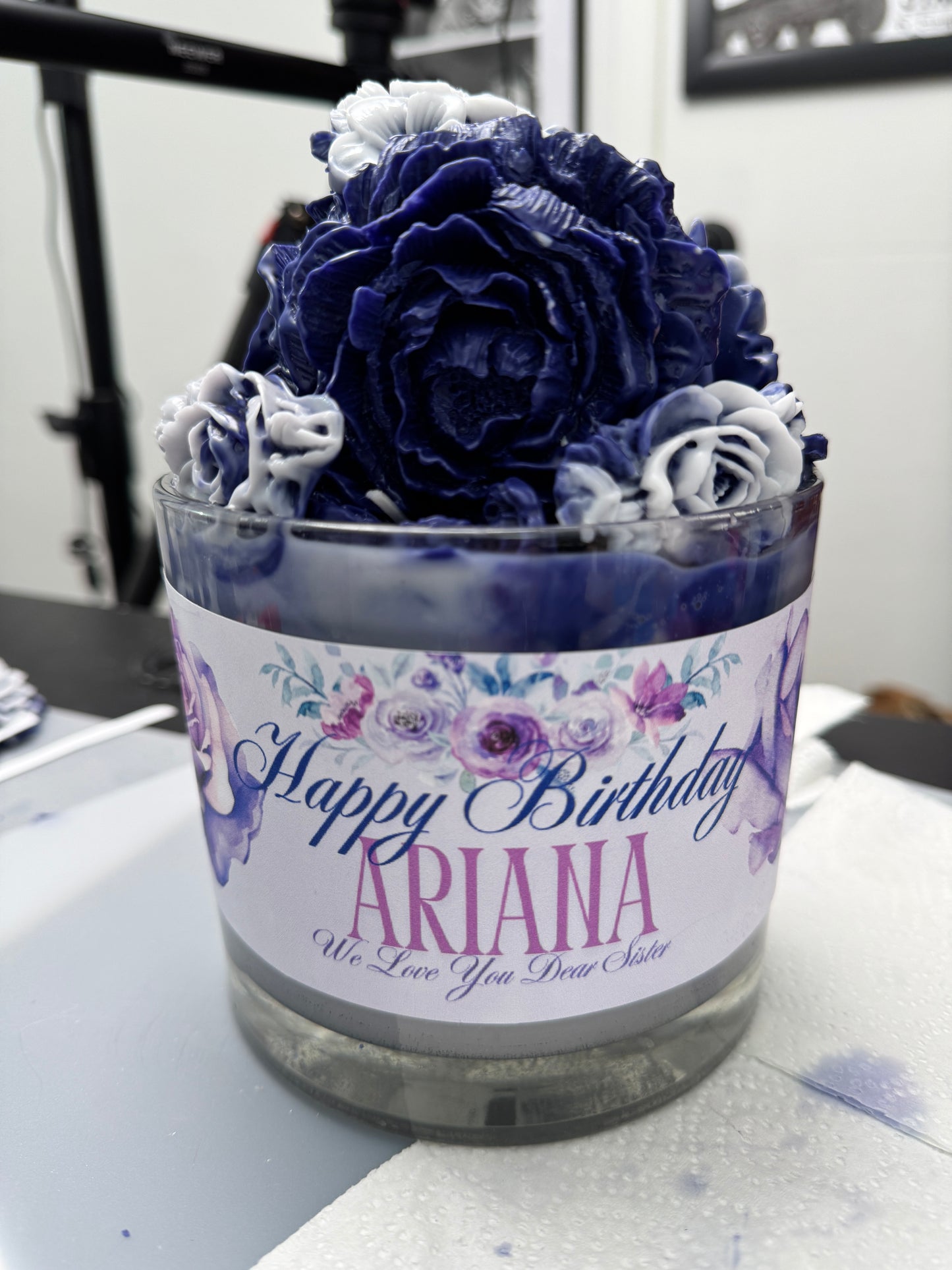 Custom Floral Celebration Candle — Hand Sculpted Luxury Gift